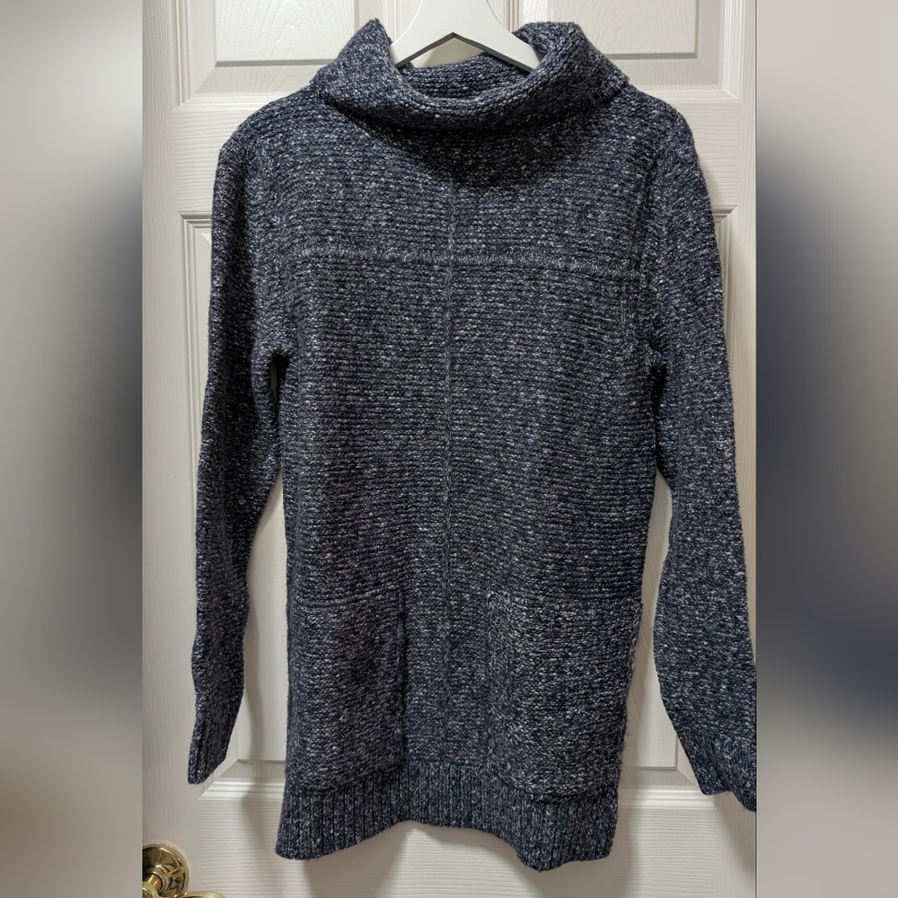 Barbour Malvern Roll Collar Sweater Size 4 Navy Blue Marled Knit NWT
